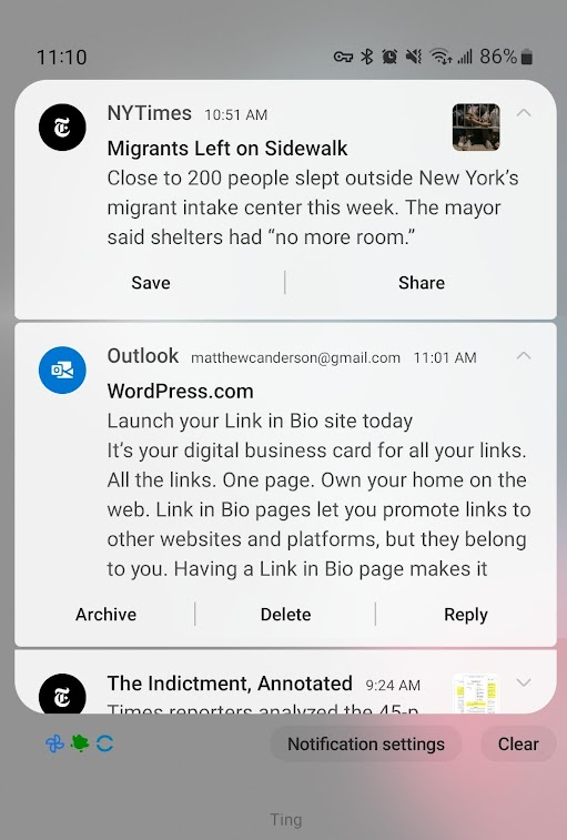 Screenshot of email notification from WordPress.com to “Launch your Link in Bio site today”