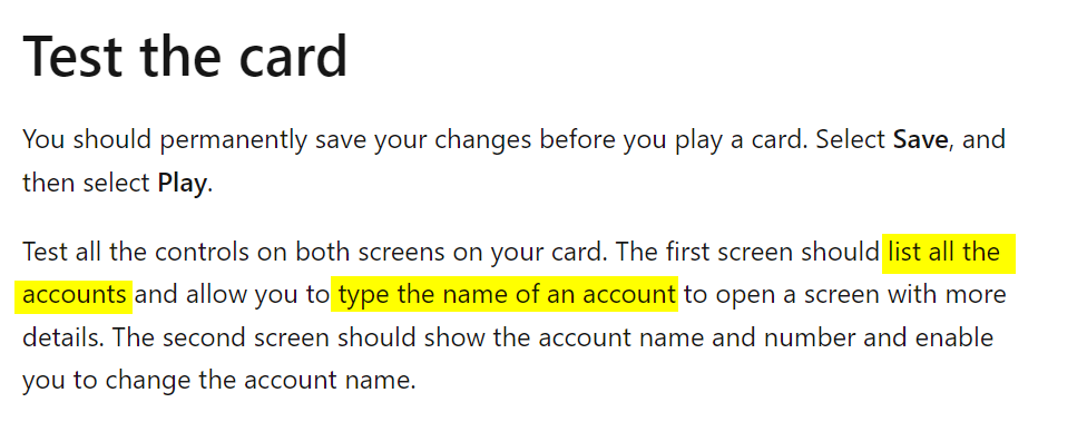screenshot of the tutorial with “list all of the accounts” and “type the name of an account” highlighted